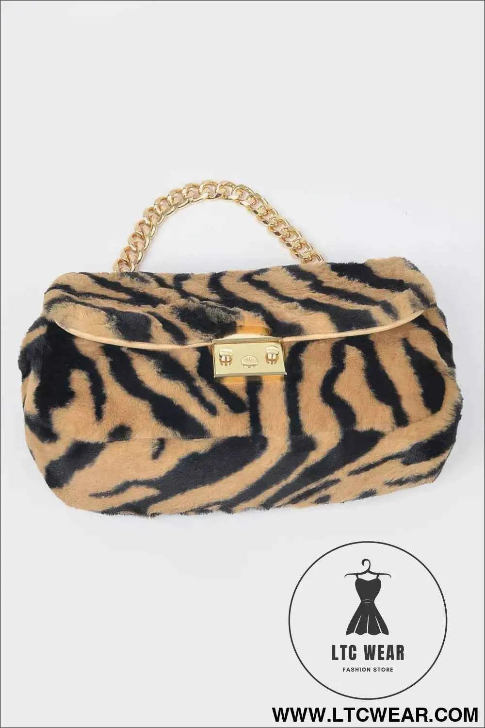 Faux Zebra Fur Shoulder Bag