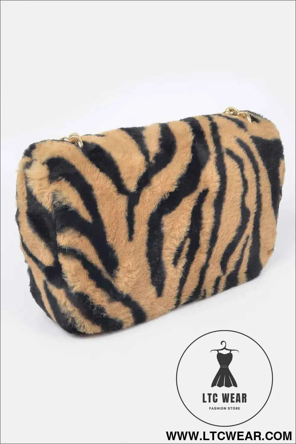 Faux Zebra Fur Shoulder Bag