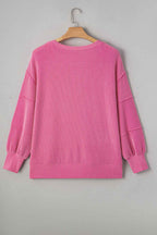 Bonbon Twist Ribbed Exposed Seam Detail Plus Size Top