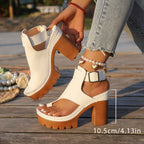Elegant White UltraHigh Heel Buckle Shoes Plus Size