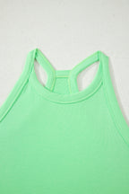 Green Slim Tank Top Elastic Waist Mini Skort 2pcs Outfit