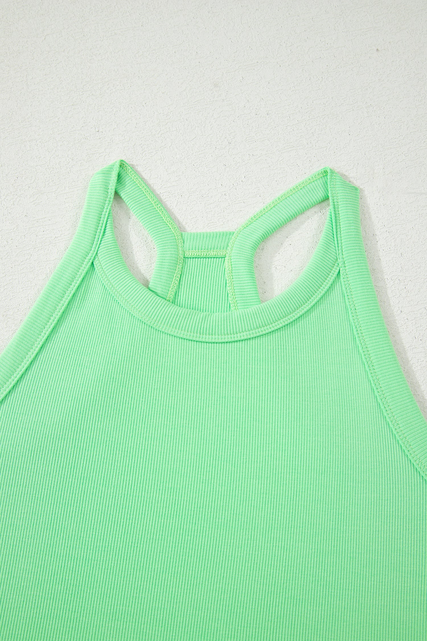 Green Slim Tank Top Elastic Waist Mini Skort 2pcs Outfit