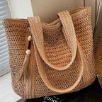 Chic Woven Fringe Tote Large Versatile Shoulder Bag for Summer
