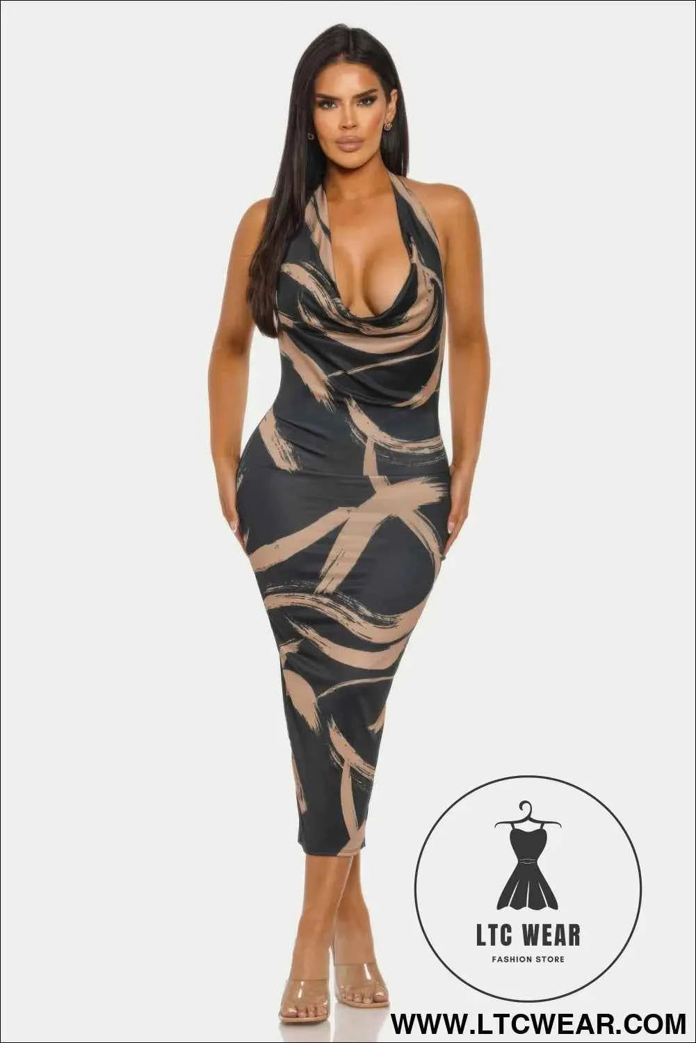Fierce Stroke Halter Midi Dress