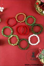 Fiery red christmas 10pcs beaded stackable bracelet set - fiery red / one size / 100% pmma - jewelry