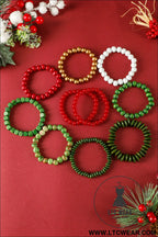 Fiery red christmas 10pcs beaded stackable bracelet set - fiery red / one size / 100% pmma - jewelry