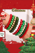 Fiery red christmas 10pcs beaded stackable bracelet set - fiery red / one size / 100% pmma - jewelry