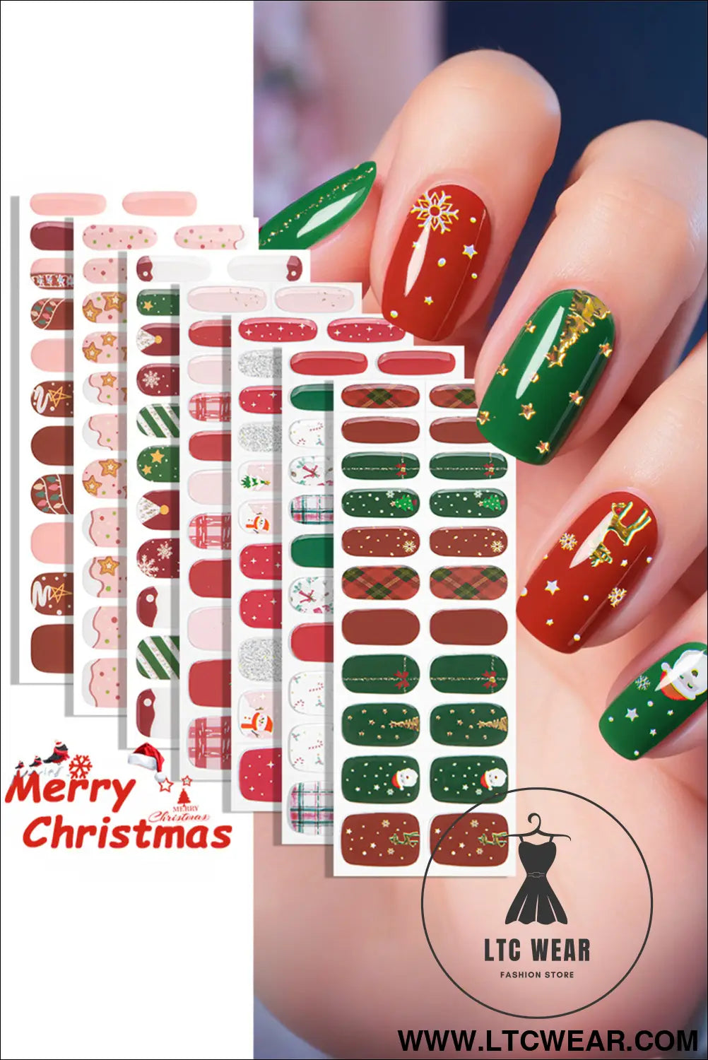 Fiery red christmas baking free nail stickers - fiery red / one size / 100% paper - beauty