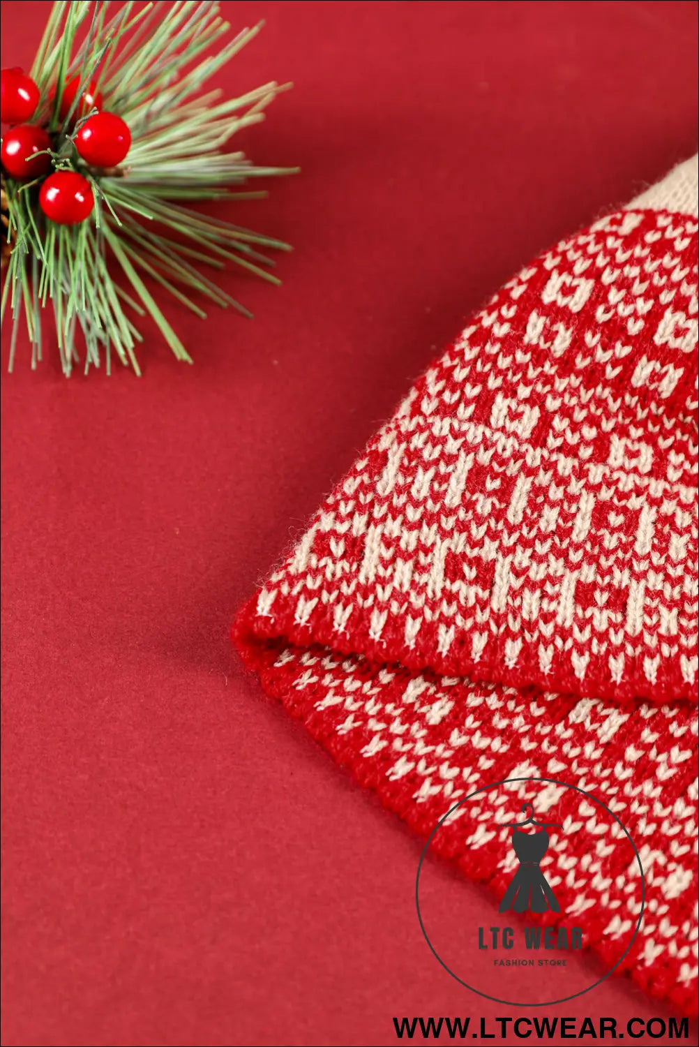 Fiery red merry christmas winter pom beanie hat - fiery red / one size / 100% acrylic - hats & caps
