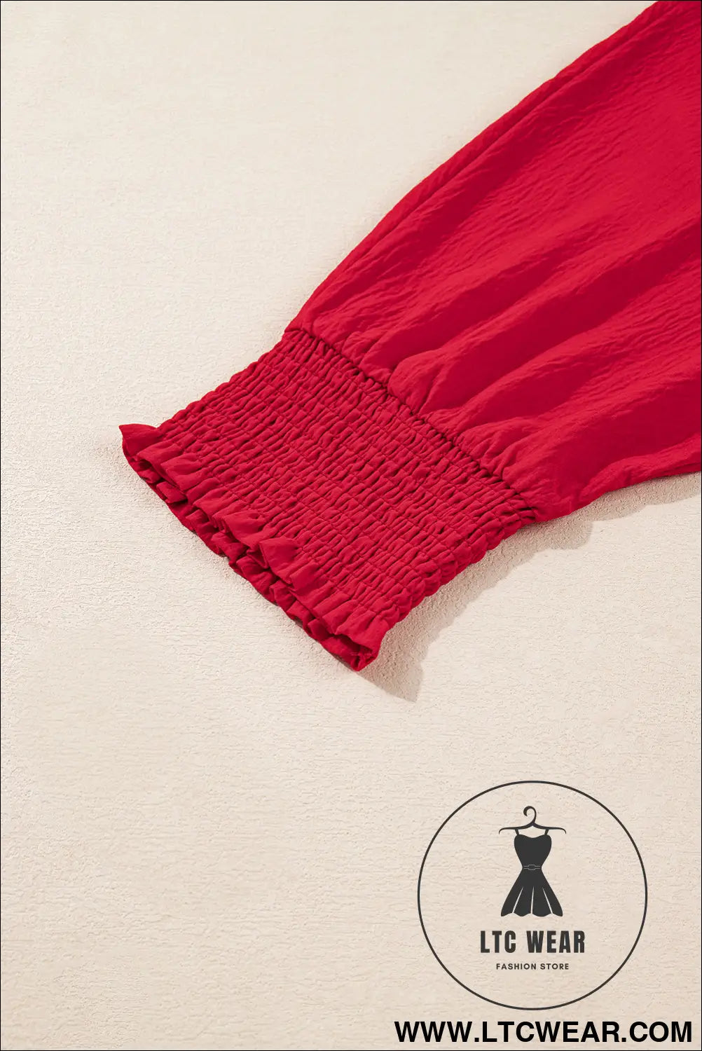 Fiery Red Plus Size Shirred Cuff Dolman Oversized Tunic Blouse - L.T.C Wear Online Fashion Store