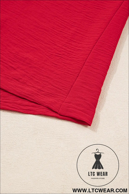 Fiery Red Plus Size Shirred Cuff Dolman Oversized Tunic Blouse - L.T.C Wear Online Fashion Store