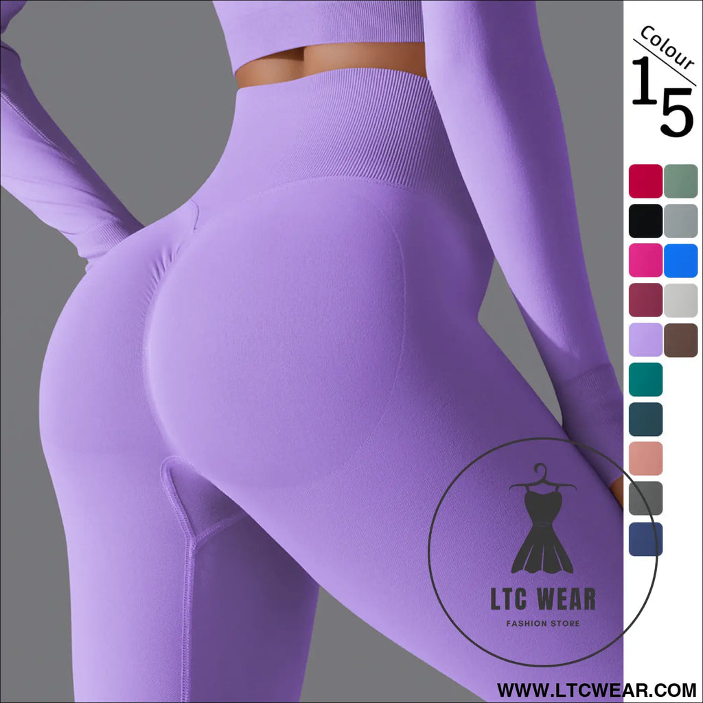 Fit & fabulous: high-waist peach running leggings
