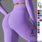 Fit & fabulous: high-waist peach running leggings