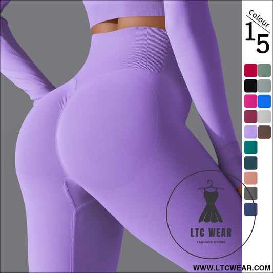 Fit & fabulous: high-waist peach running leggings