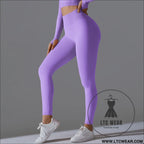 Fit & fabulous: high-waist peach running leggings