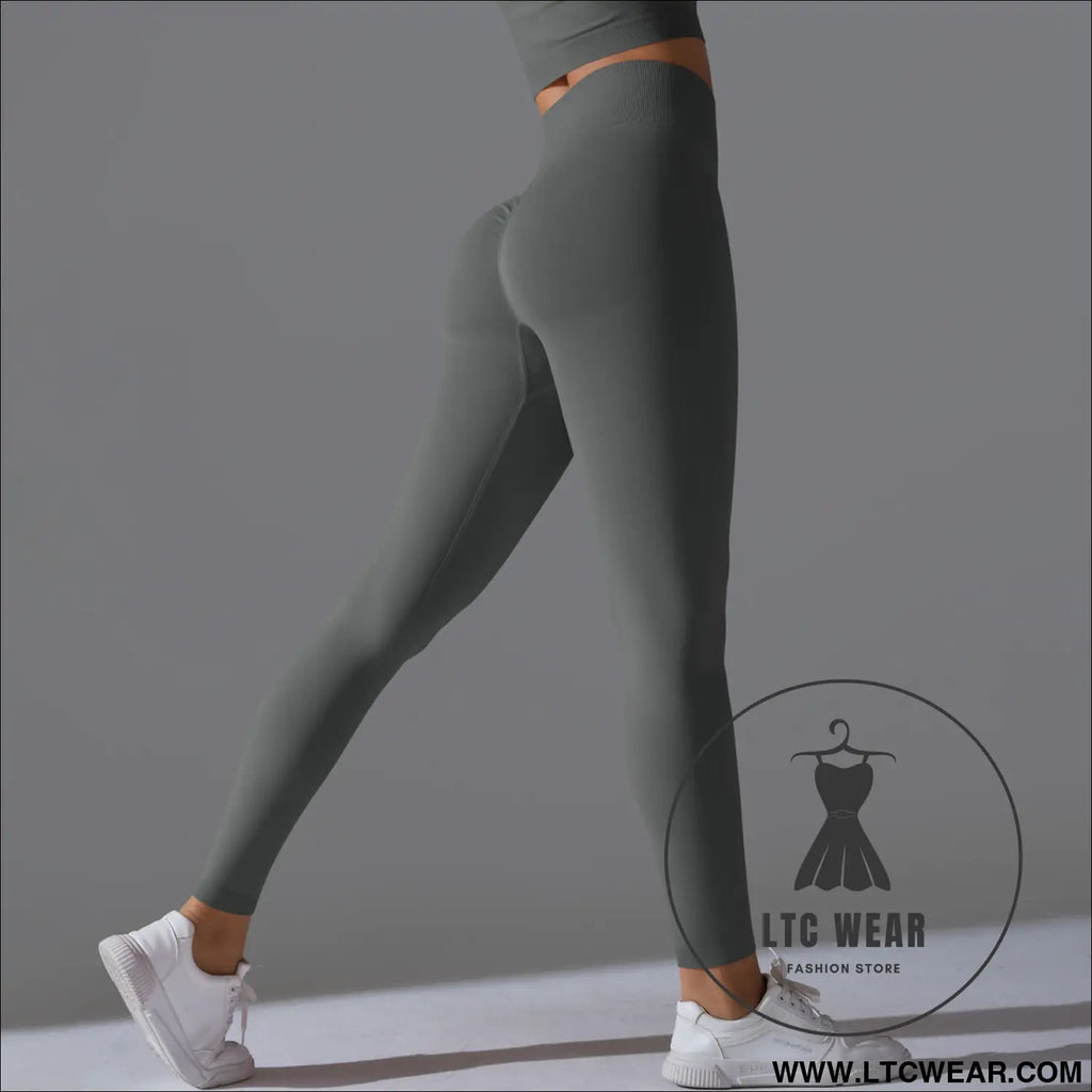 Fit & fabulous: high-waist peach running leggings - 6666 long pants - dark gray / s