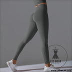 Fit & fabulous: high-waist peach running leggings - 6666 long pants - dark gray / s