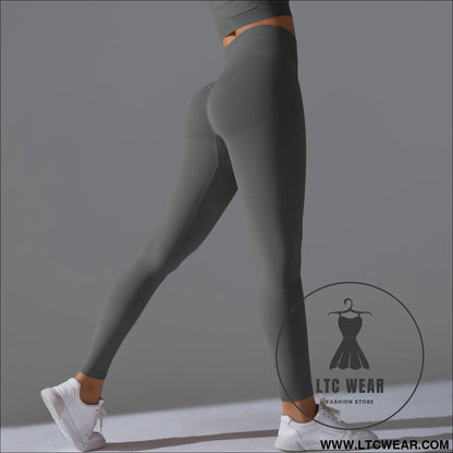 Fit & fabulous: high-waist peach running leggings - 6666 long pants - dark gray / s