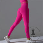 Fit & fabulous: high-waist peach running leggings - 6666 long pants - dragon fruit color / s