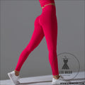Fit & fabulous: high-waist peach running leggings - 6666 long pants - dark red / s