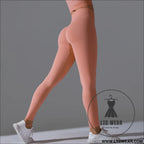 Fit & fabulous: high-waist peach running leggings - 6666 long pants - tropical orange / s
