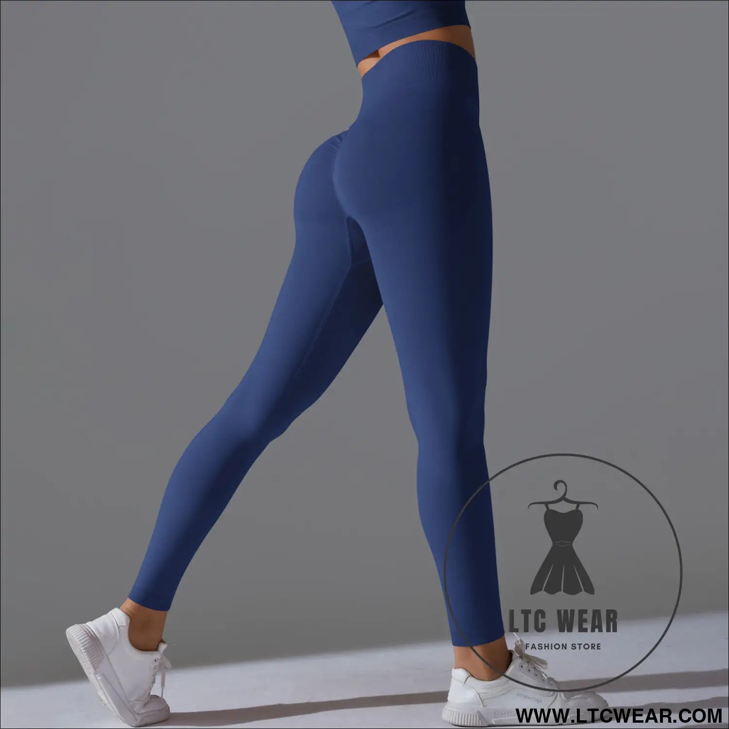 Fit & fabulous: high-waist peach running leggings - 6666 long pants - dark blue / s