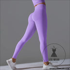 Fit & fabulous: high-waist peach running leggings - 6666 long pants - dream purple / s