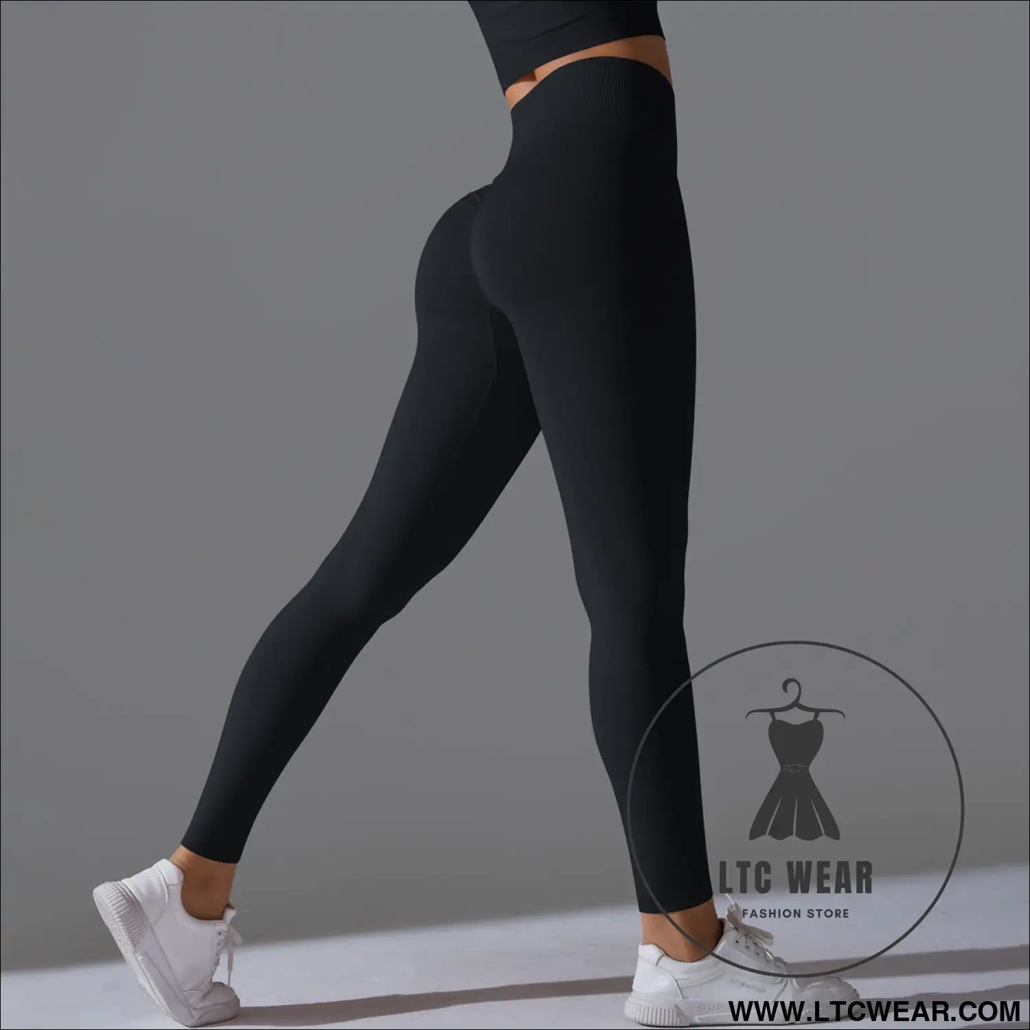 Fit & fabulous: high-waist peach running leggings - 6666 long pants - black / s