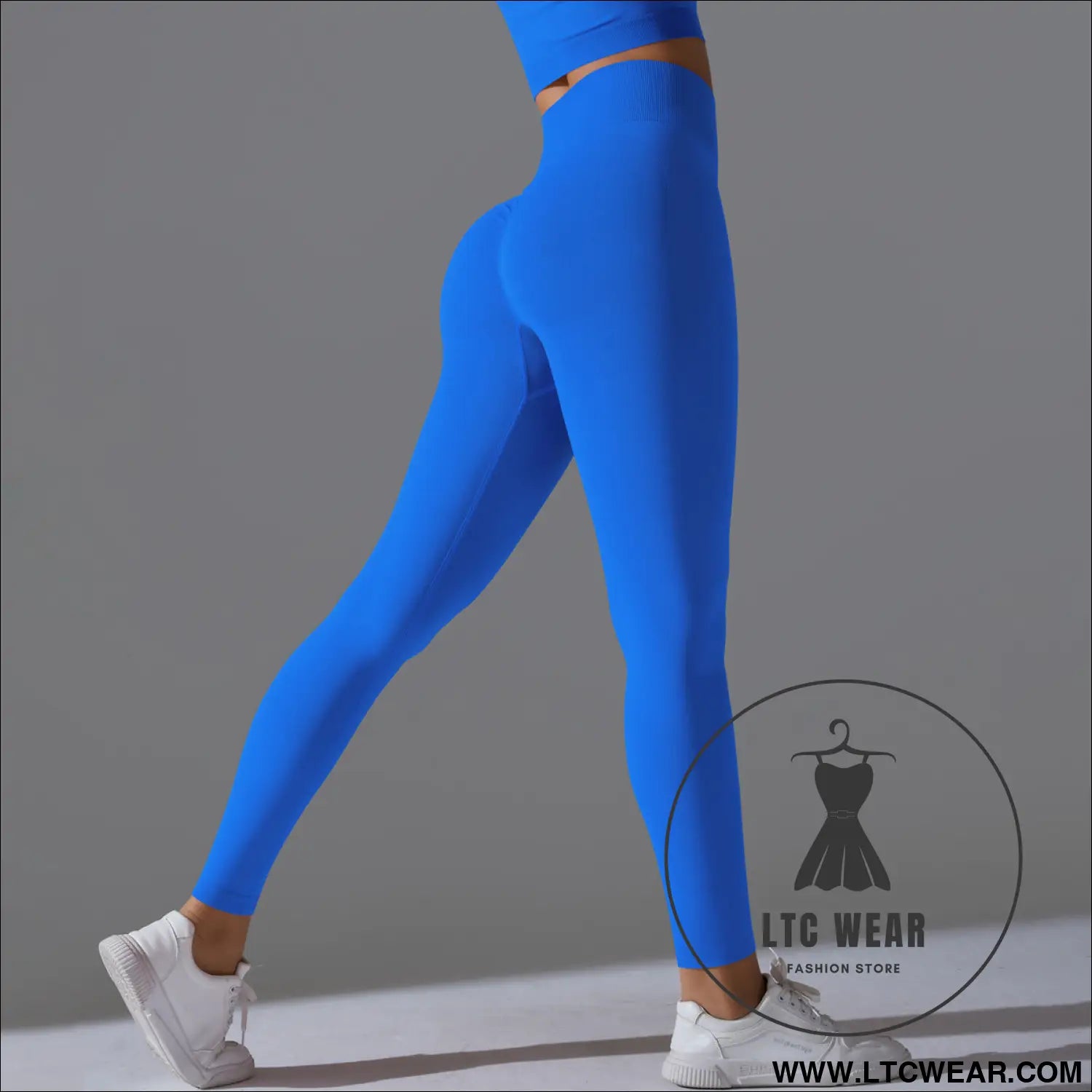 Fit & fabulous: high-waist peach running leggings - 6666 long pants - indigo blue / s
