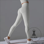 Fit & fabulous: high-waist peach running leggings - 6666 long pants - moonlight white / s