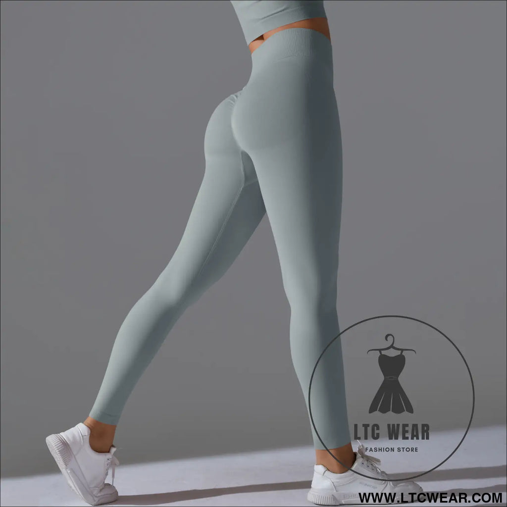 Fit & fabulous: high-waist peach running leggings - 6666 trousers - rhino grey / s