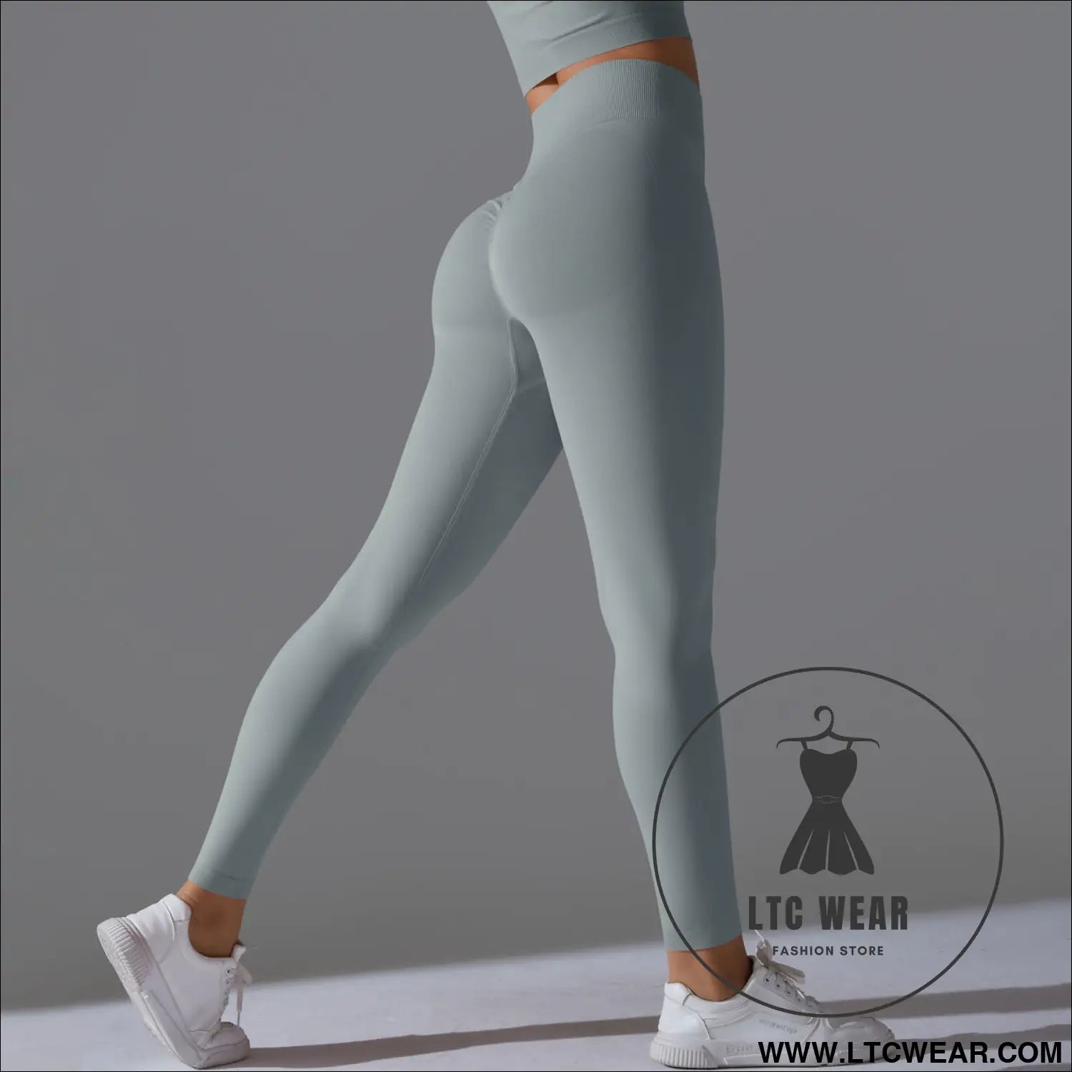 Fit & fabulous: high-waist peach running leggings - 6666 trousers - rhino grey / s