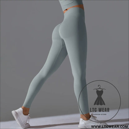 Fit & fabulous: high-waist peach running leggings - 6666 trousers - rhino grey / s