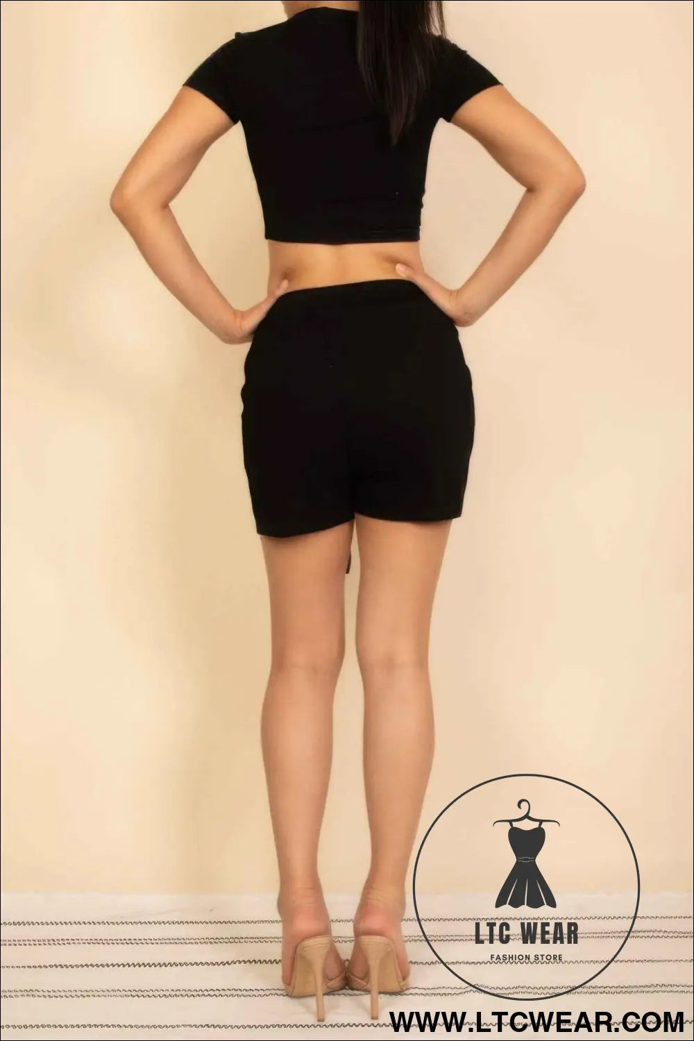 Fitted Crop Tee & Adjustable Drawstring Shorts Set