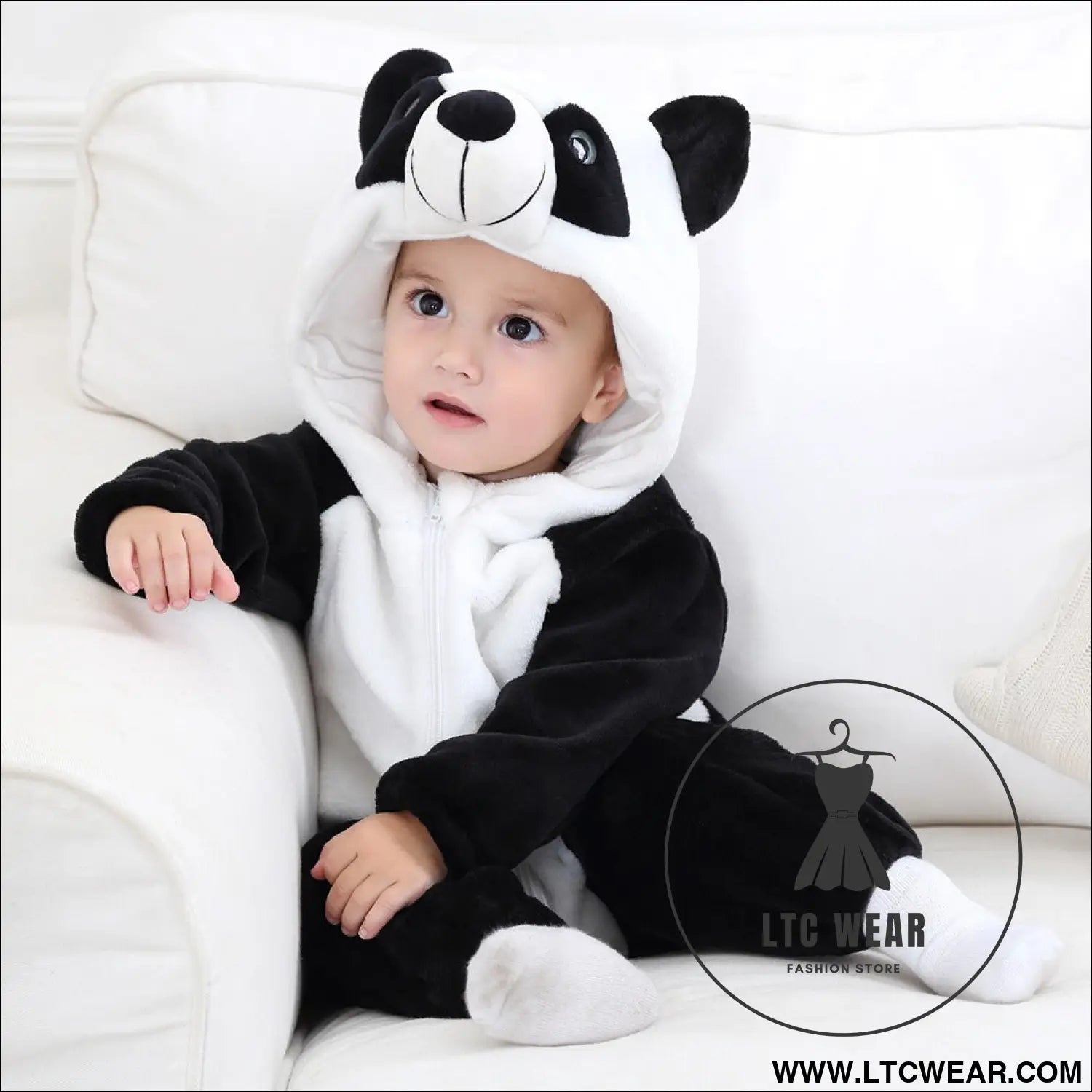 Flannel children’s crawling clothes baby clothes long sleeved hoodie newborn cartoon jumpsuit - panda / 70m（suggested
