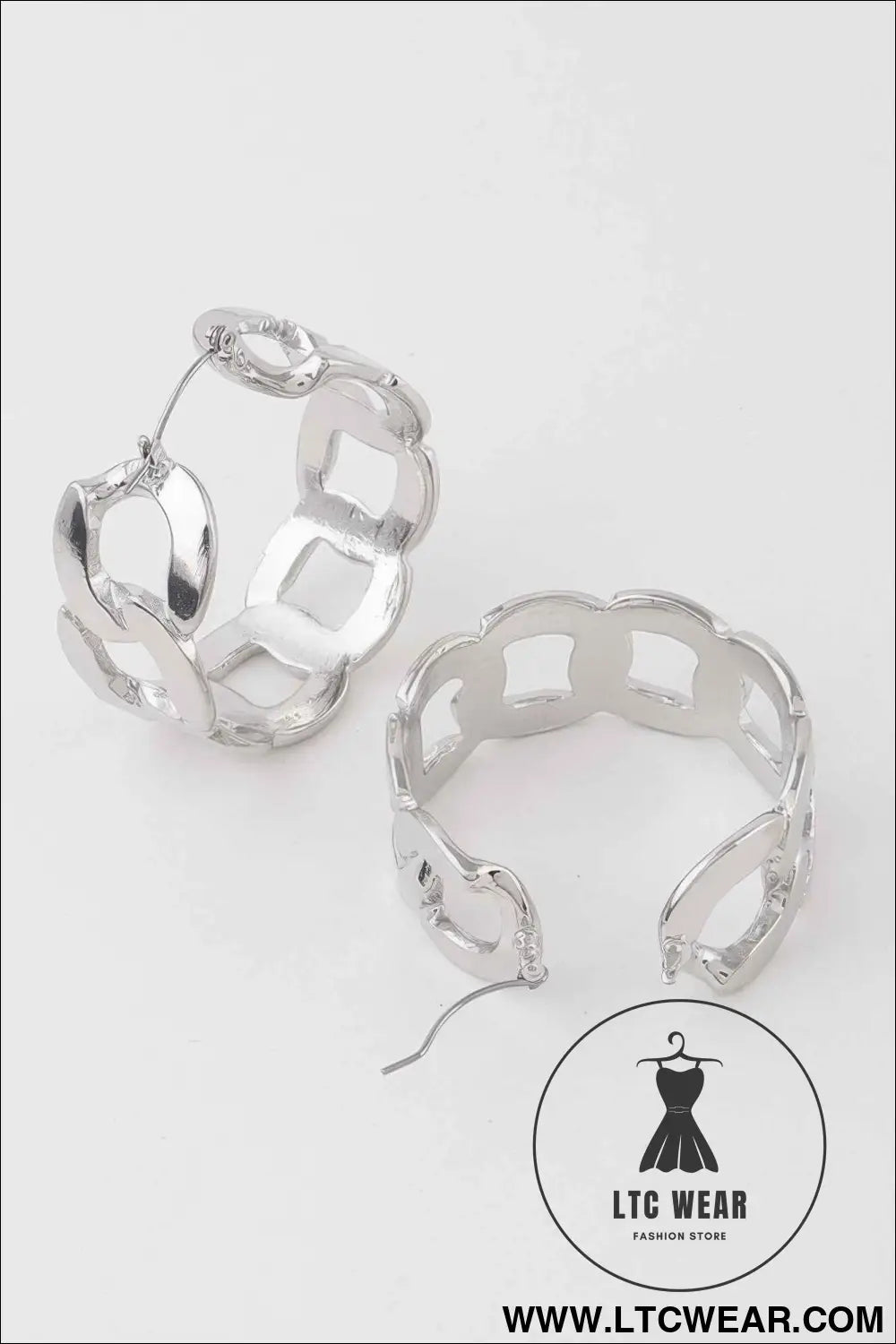 Flat Link Chain Hoop Earrings