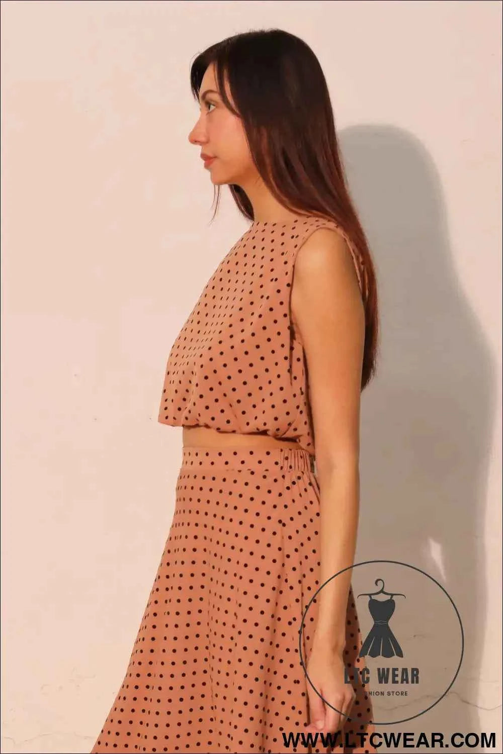 Flocked Polka Dot Bubble Crop Top