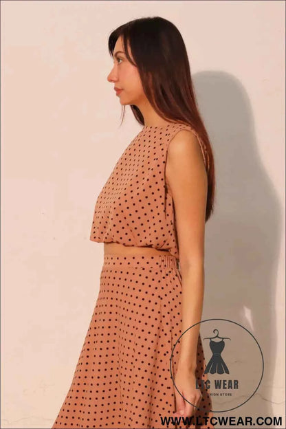 Flocked Polka Dot Bubble Crop Top