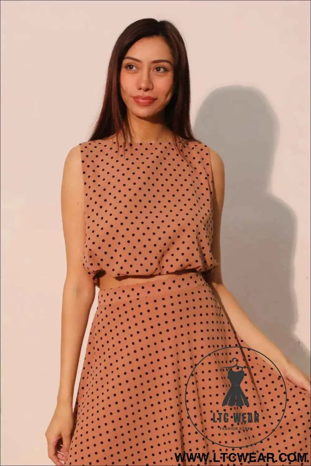 Flocked Polka Dot Bubble Crop Top