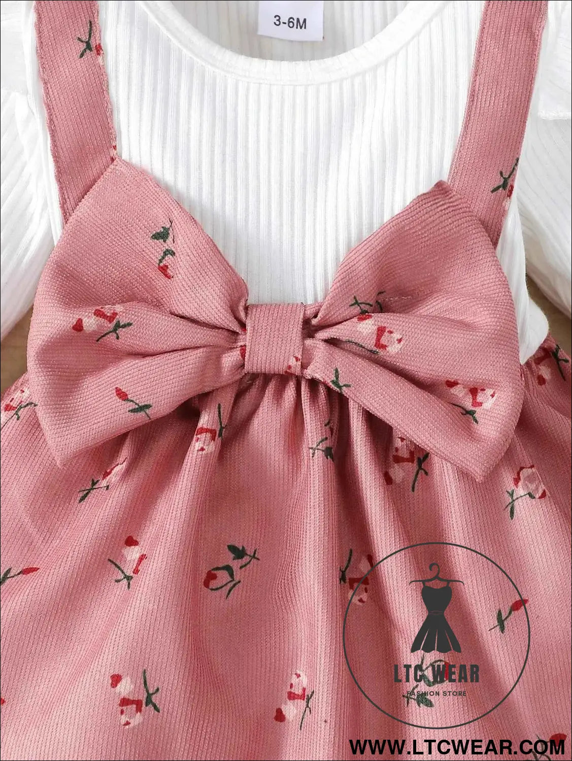 Floral Big Bow Dress Set for Infants 0-24 Months