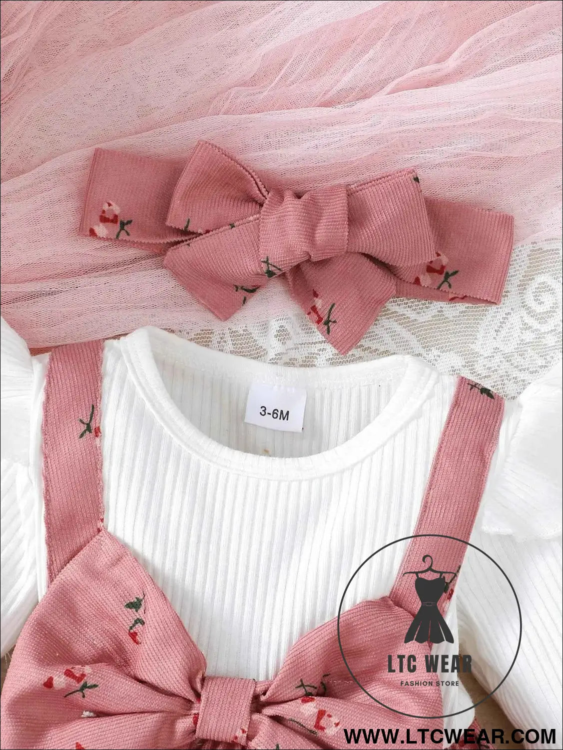 Floral Big Bow Dress Set for Infants 0-24 Months