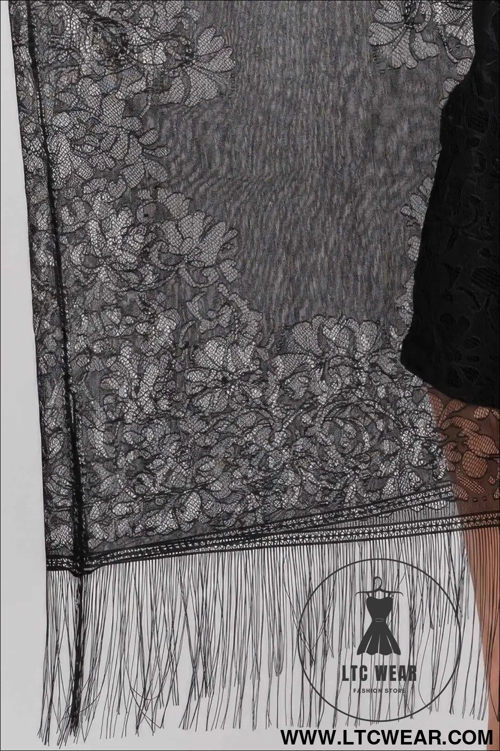Floral Lace Kimono With Tassel