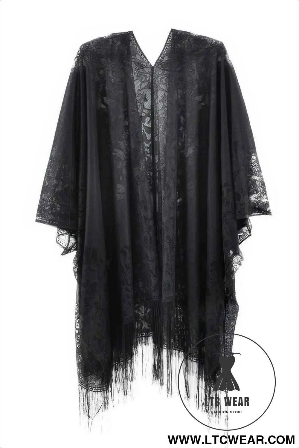 Floral Lace Kimono With Tassel