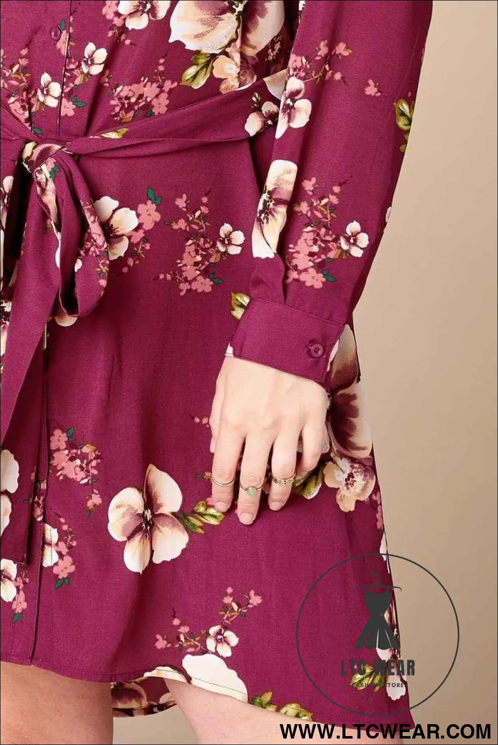 Floral Woven Button-down Collared Shirt Dress