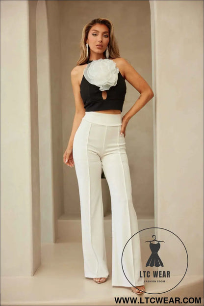Flower Detailed Fashion Crop Top