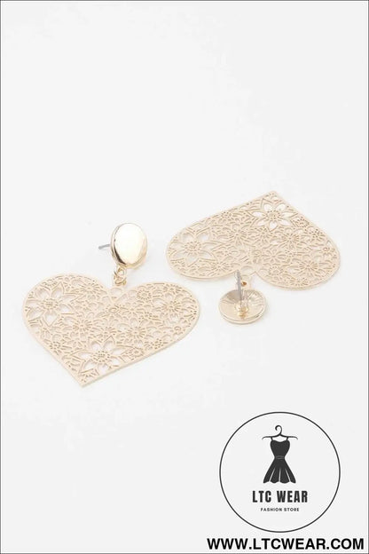 Flower Lace Heart Earrings