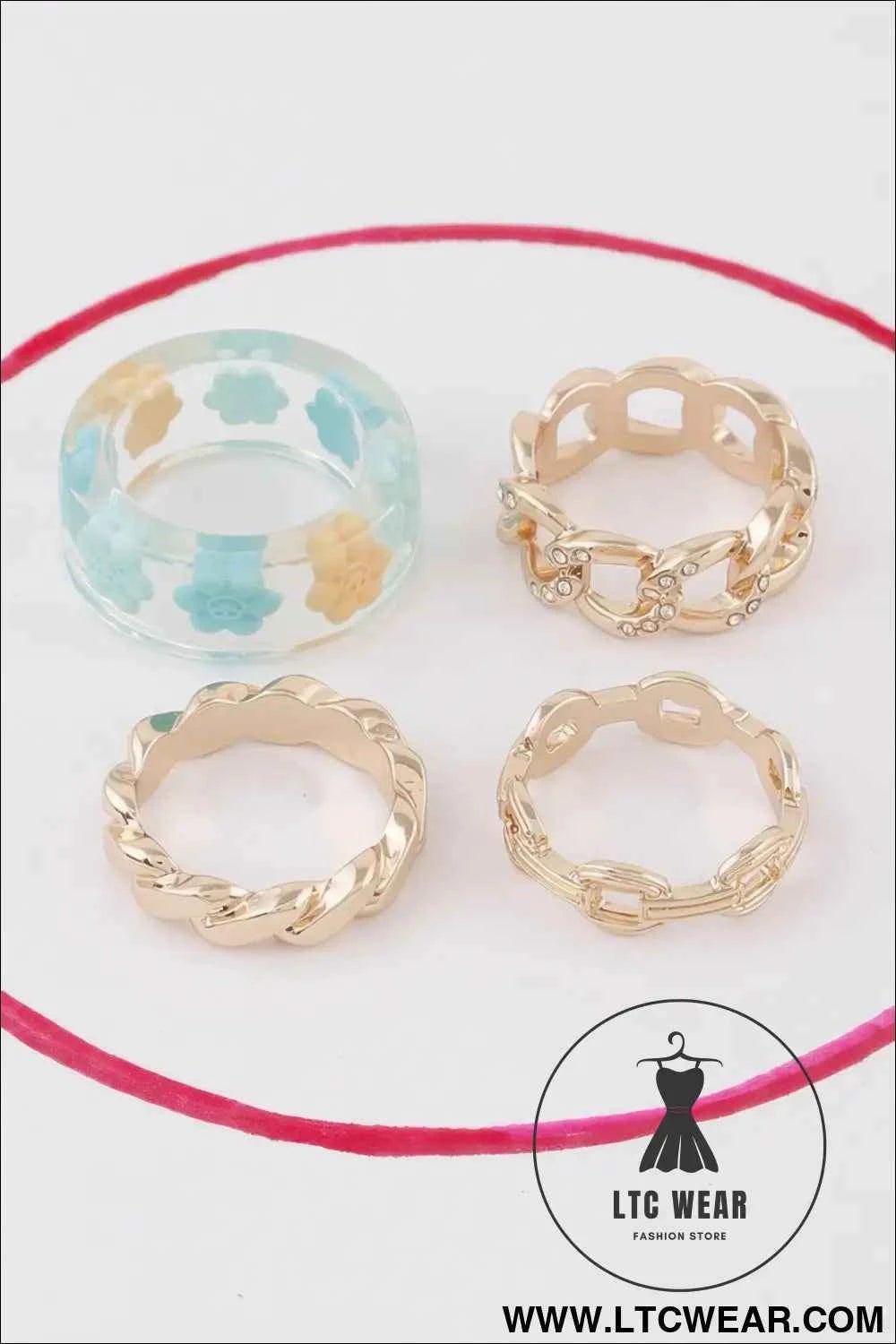 Flower N Chain Rings Set