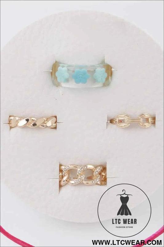 Flower N Chain Rings Set