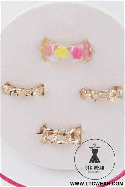 Flower N Chain Rings Set