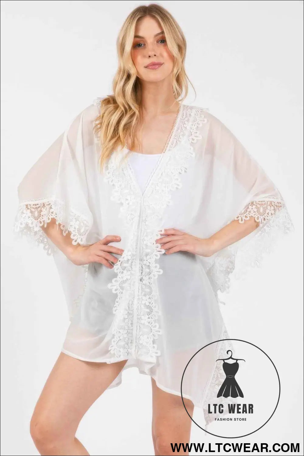 Flower Pattern Trim Detail Poncho